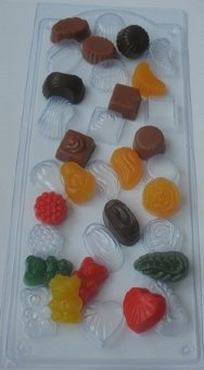 Конфетное ассорти пластиковая форма для шоколада и мыла