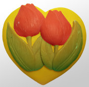 Сердце с тюльпанами 2D силиконовая форма