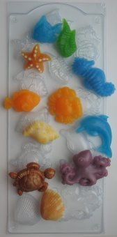 Морское ассорти пластиковая форма для мыла